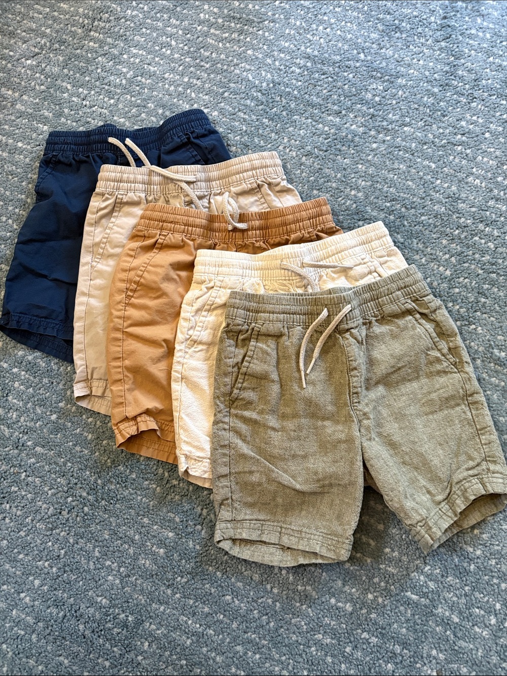 Old Navy Boys 4T Dock Shorts Bundle - Navy, Tan, Cream, Khaki, Olive